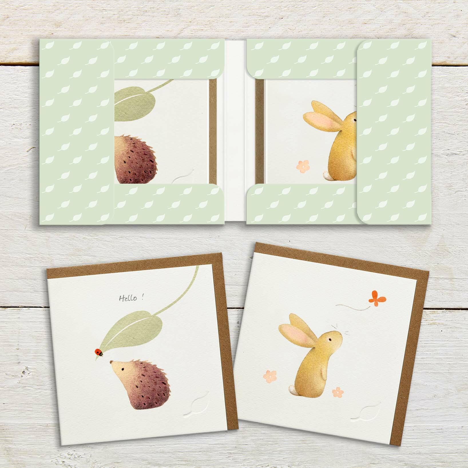 Ginger Betty Rabbit & Hedgehog Notecards