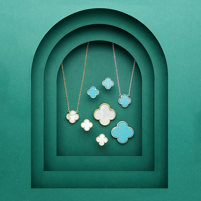 Sterling Silver Mother Of Pearl Gold Plated Quatrefoil Necklace