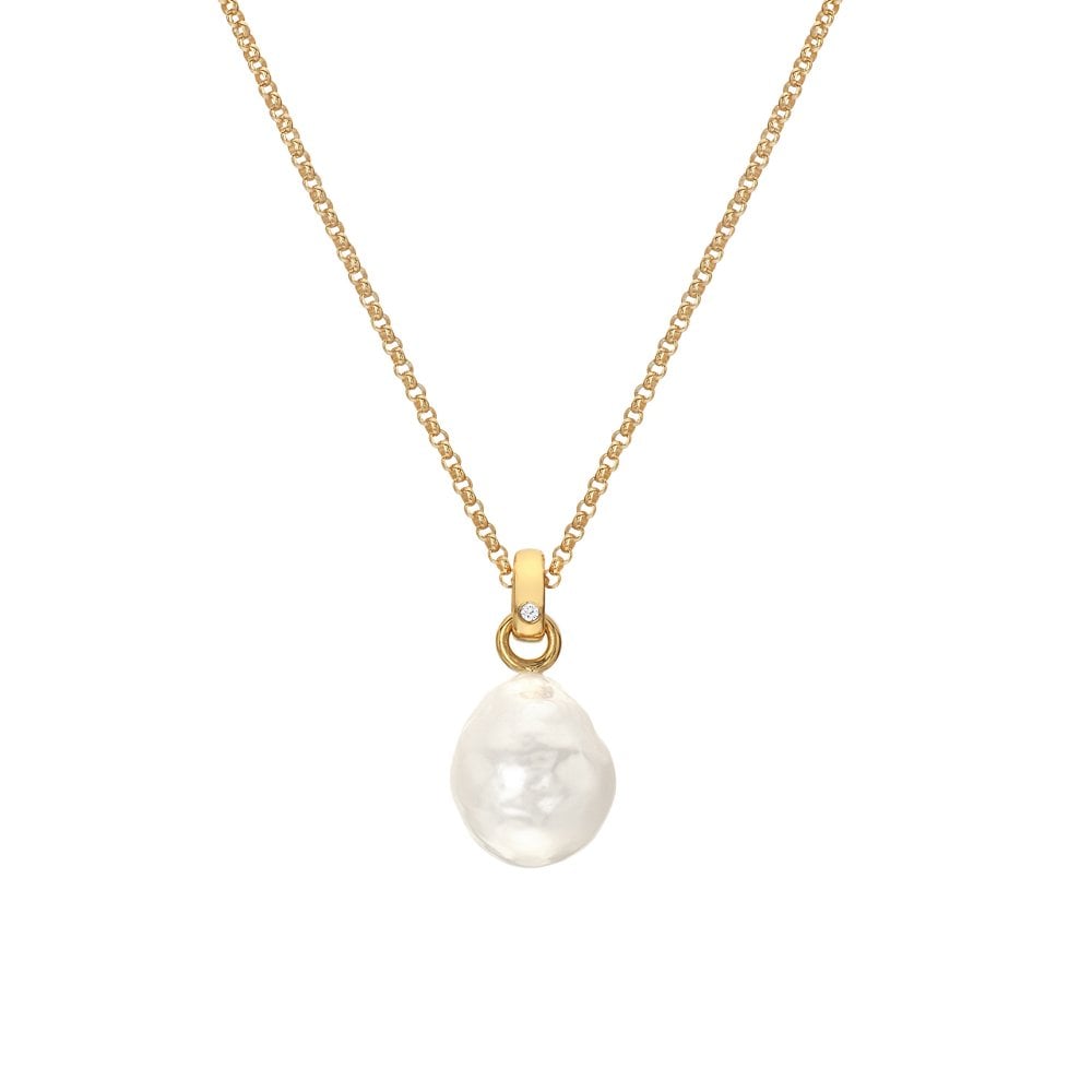 Hot Diamonds Golden Edit Calm Pearl Pendant Necklace