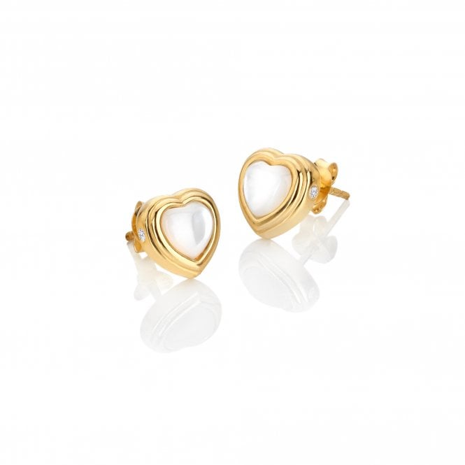 Hot Diamonds Golden Edit Mother of Pearl Heart Stud Earrings