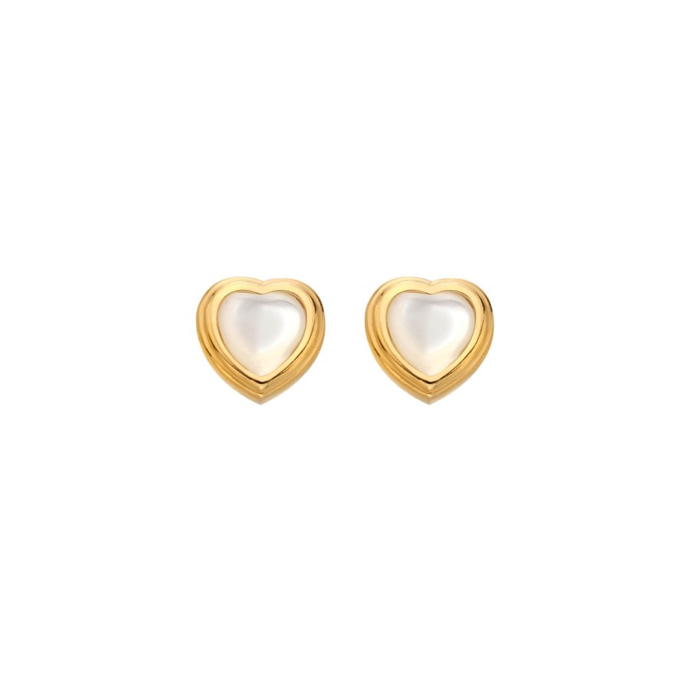 Hot Diamonds Golden Edit Mother of Pearl Heart Stud Earrings