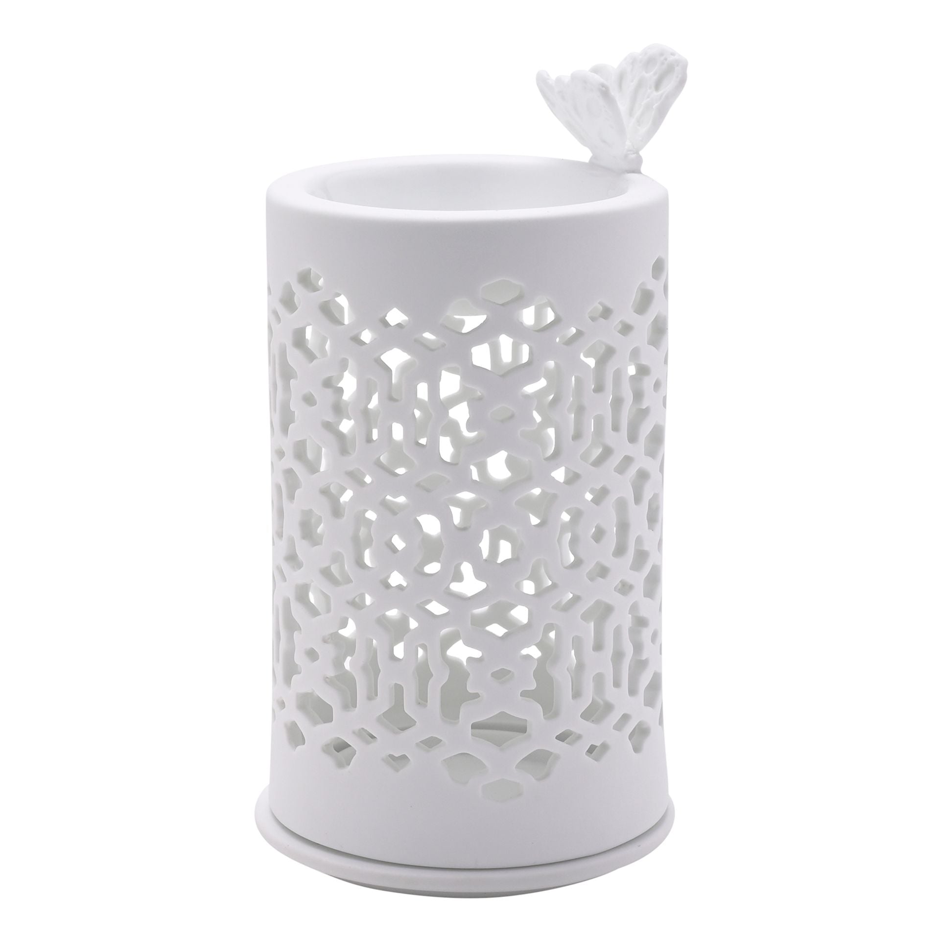 Hestia White Ceramic Wax Burner with Butterfly