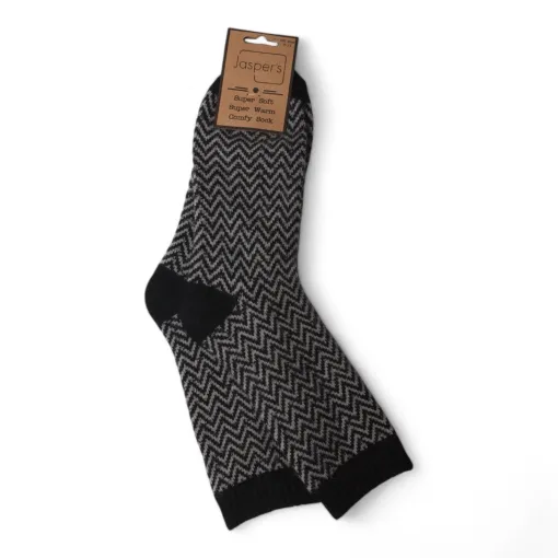 Herringbone Black Cosy Men's Socks