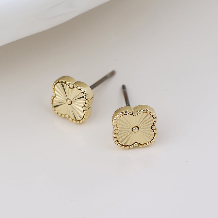 POM Faux Gold Plated Quatrefoil Stud Earrings - More Than Just a Gift | Narborough Hall