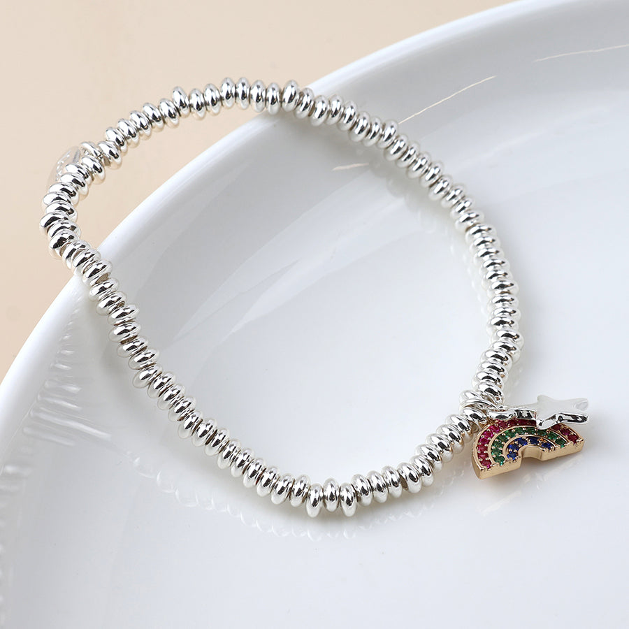 POM Silver Plated Star & Crystal Rainbow Charm Bracelet - More Than Just a Gift | Narborough Hall