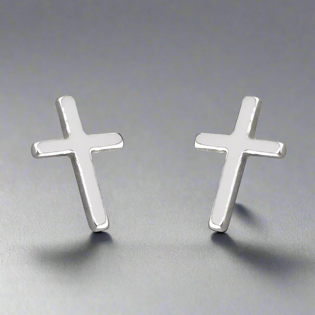 Sterling Silver Cross Stud Earrings