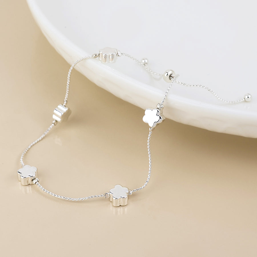 POM Silver Plated Flower Station Bracelet - More Than Just a Gift | Narborough Hall