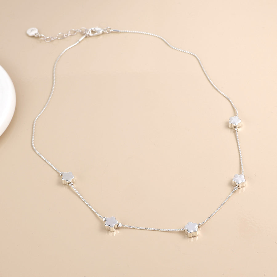POM Silver Plated Flower Station Necklace - More Than Just a Gift | Narborough Hall