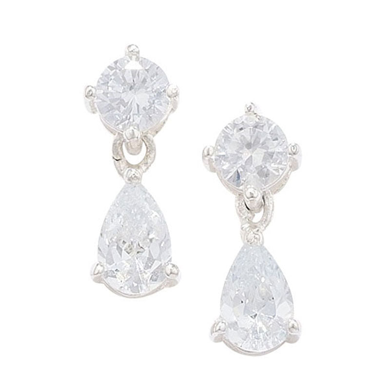 Sterling Silver CZ Drop Earrings