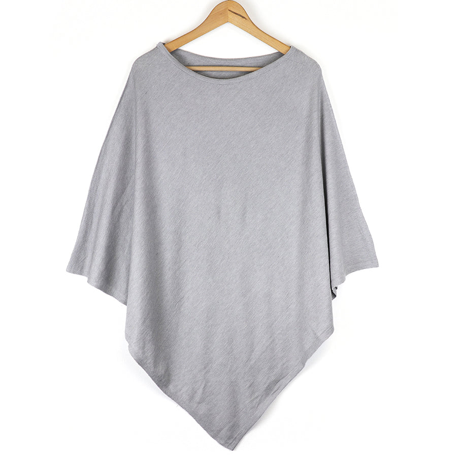 POM Pale Grey Fine Knit Poncho