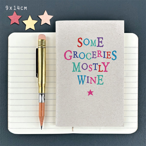 East of India Wobbly word note book-Some groceries mostly wine