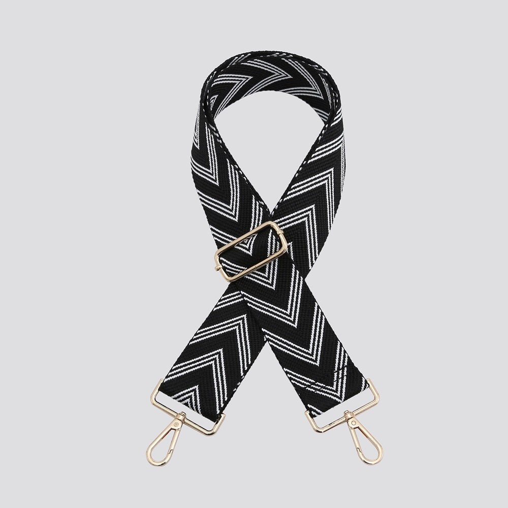 Triple Chevron Bag Strap - Black