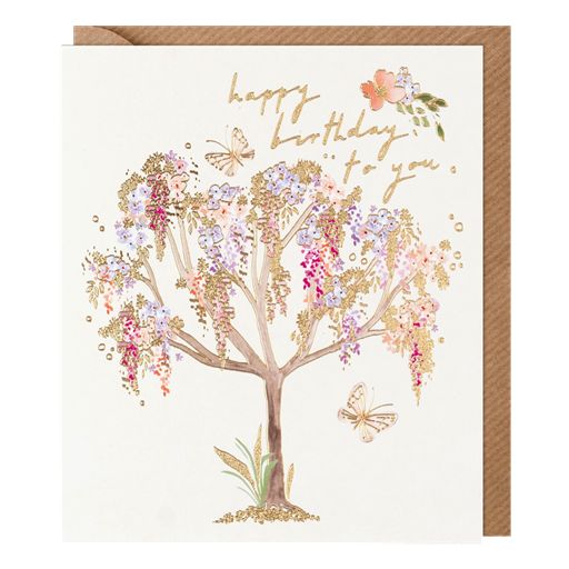 Cosmopolitan Tree Happy Birthday Card
