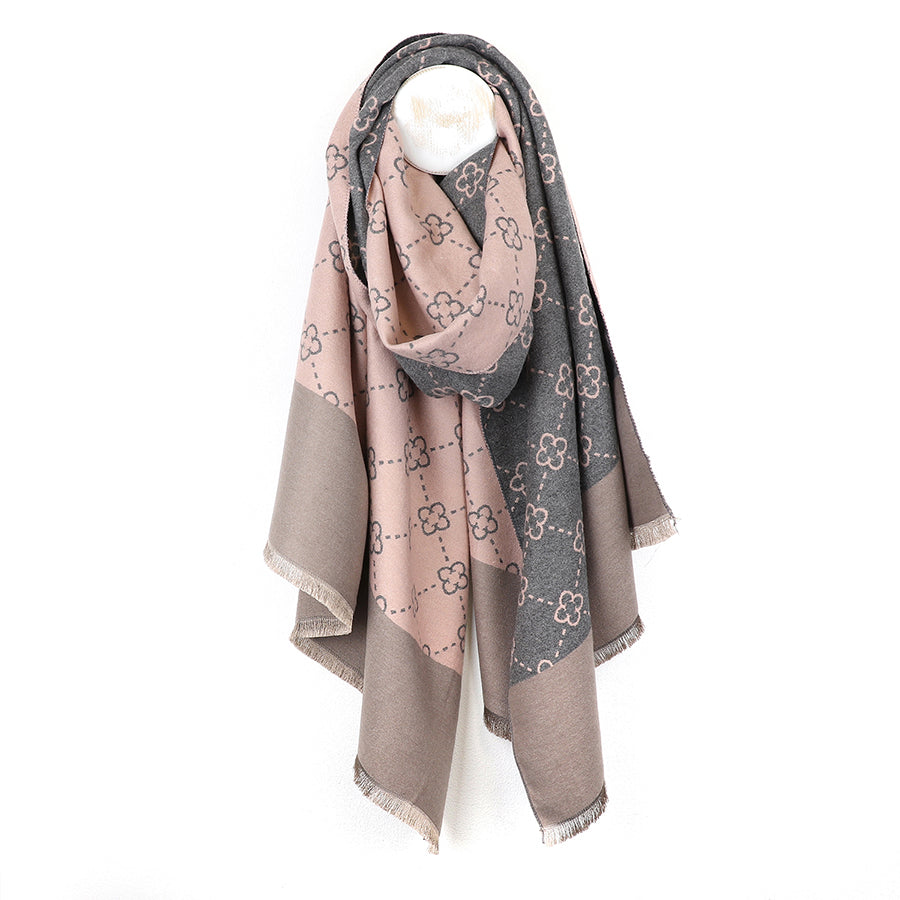 POM Soft Pink Quatrefoil Jacquard Scarf