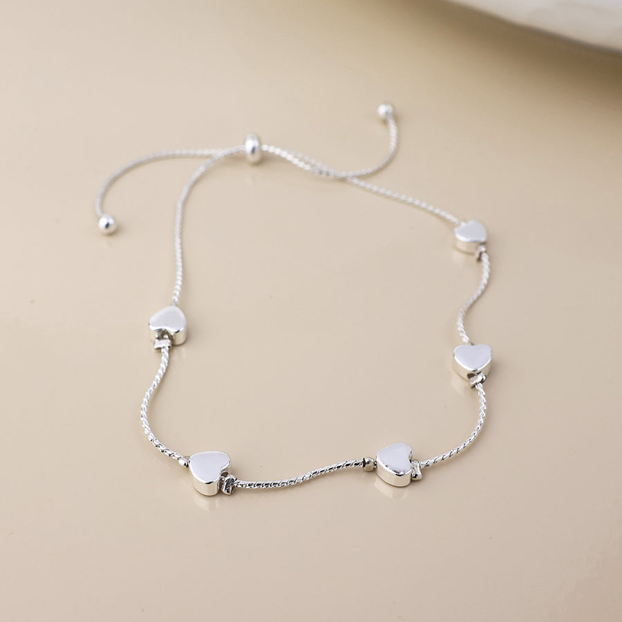 POM Silver Plated Heart Bead Station Chain Bracelet - More Than Just a Gift | Narborough Hall