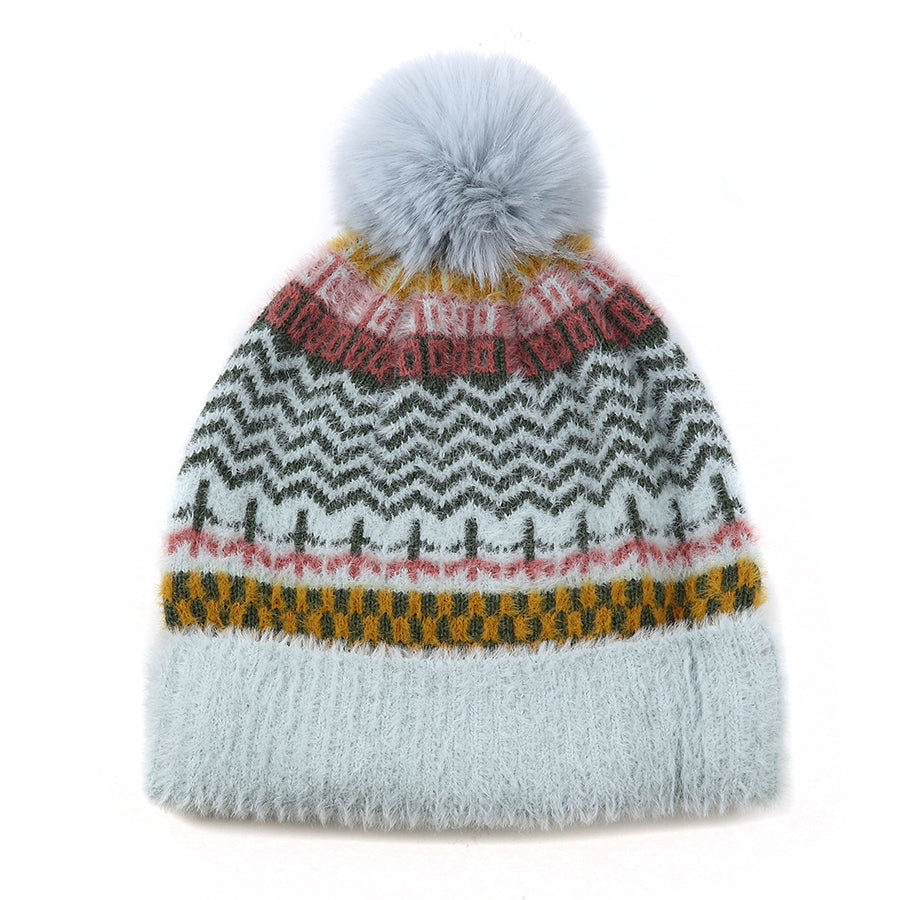 POM Pale Blue & Mustard Pattern Hat