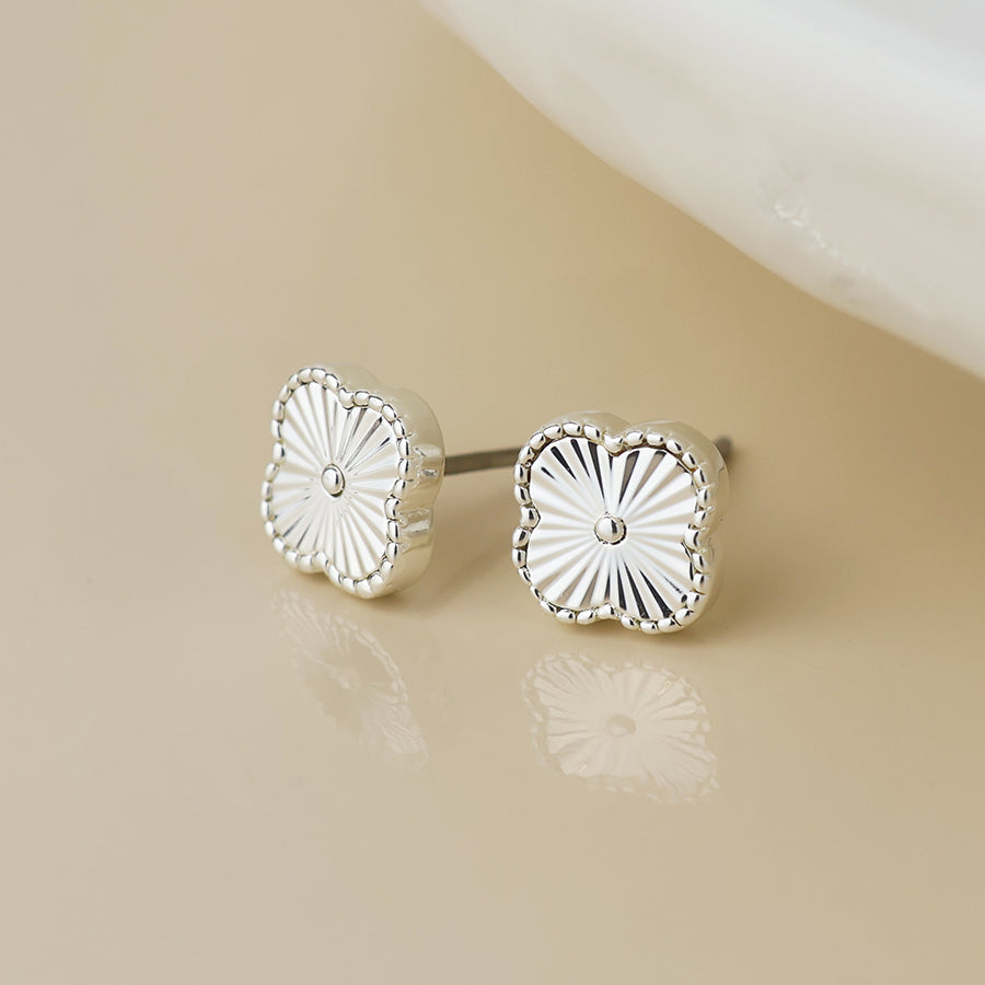 POM Silver Plated Quatrefoil Stud Earrings - More Than Just a Gift | Narborough Hall