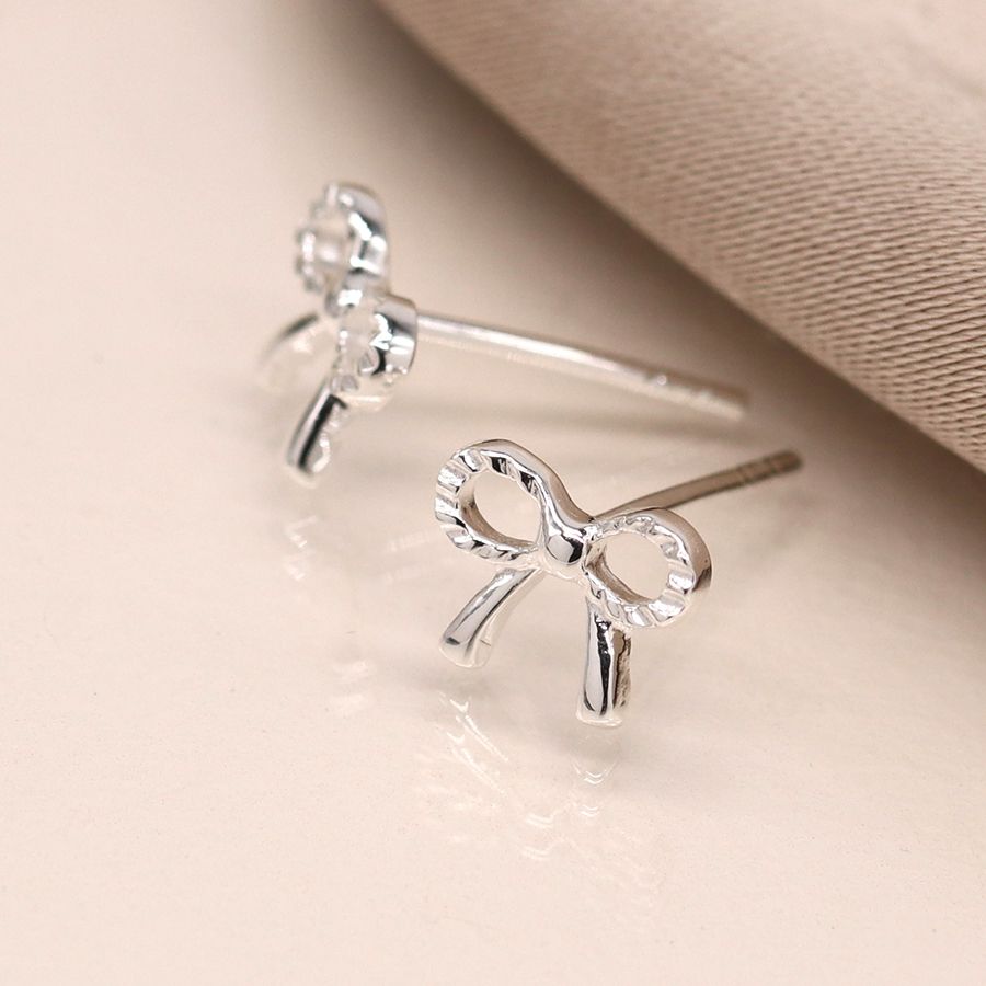 POM Sterling Silver Bow Stud Earrings