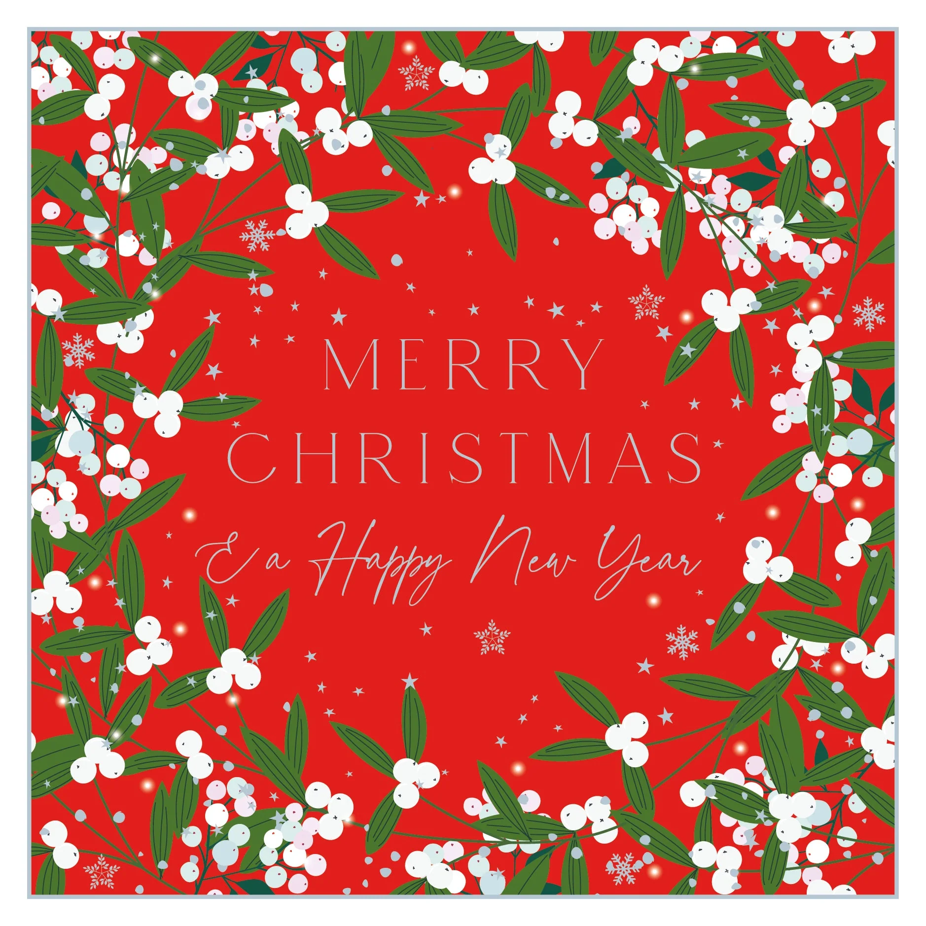 White Berries Red Merry Christmas Card
