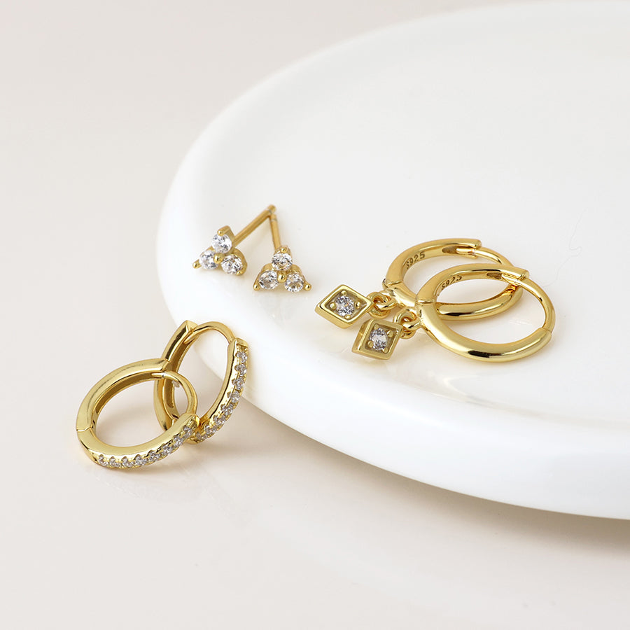 POM Golden Crystal Hoops & Studs Earring Set - More Than Just a Gift | Narborough Hall