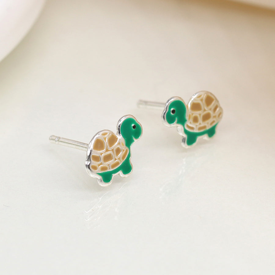 POM Sterling Silver Enamel Turtle Stud Earrings