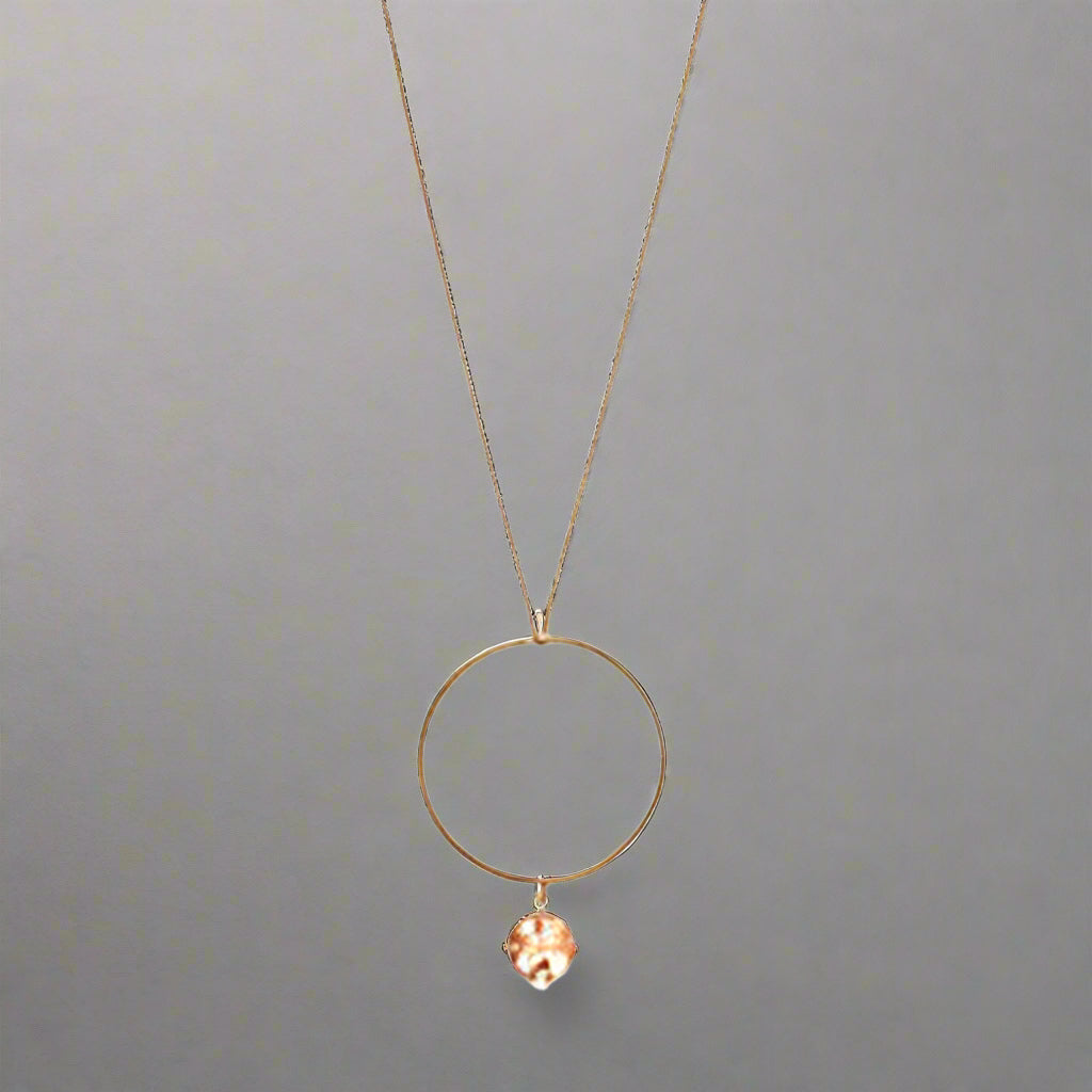 Sterling Silver Rose Gold Ripple Circle Long Necklace