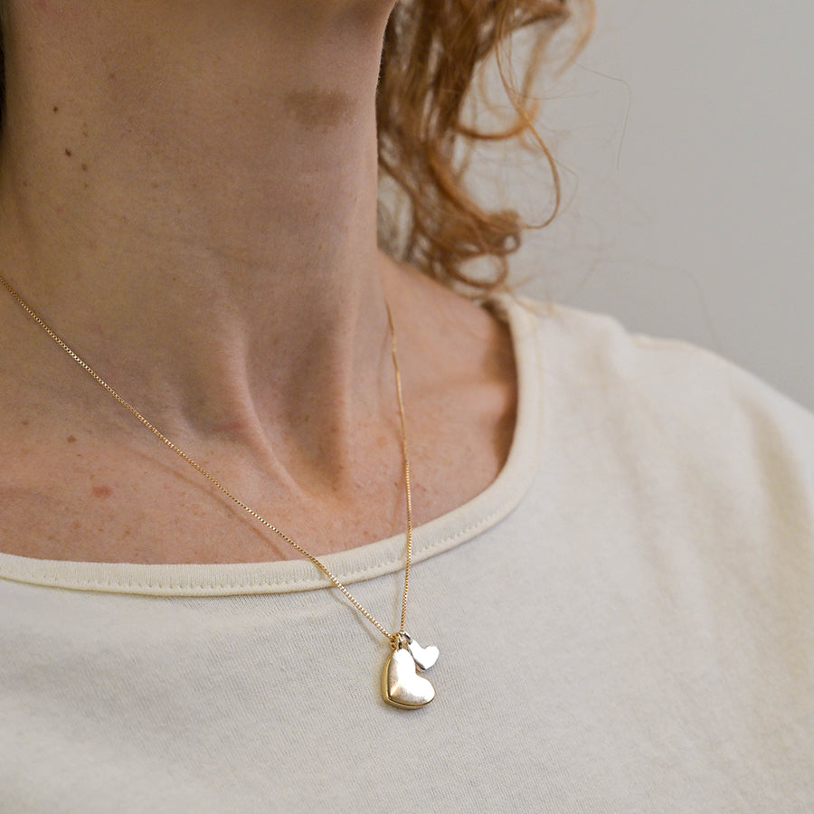 POM Gold-Tone and silver plated double heart necklace