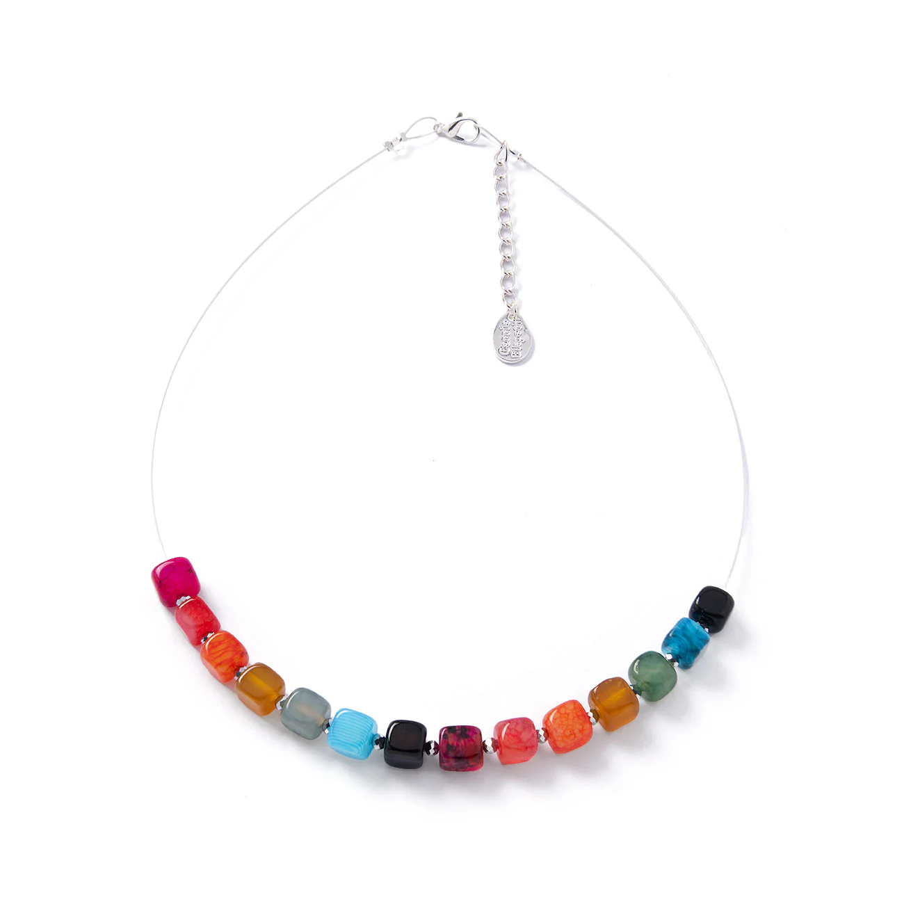 Carrie Elspeth Rainbow Agate Cube Linked Necklace