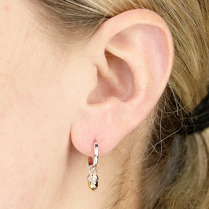 Iris & Miel Sterling Silver Acorn Huggie Hoop Earrings