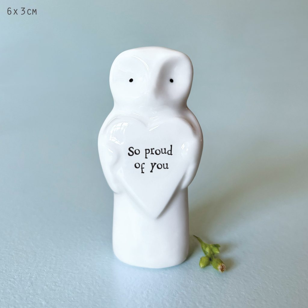 East of India Porcelain Heart Animal - Owl Proud of You