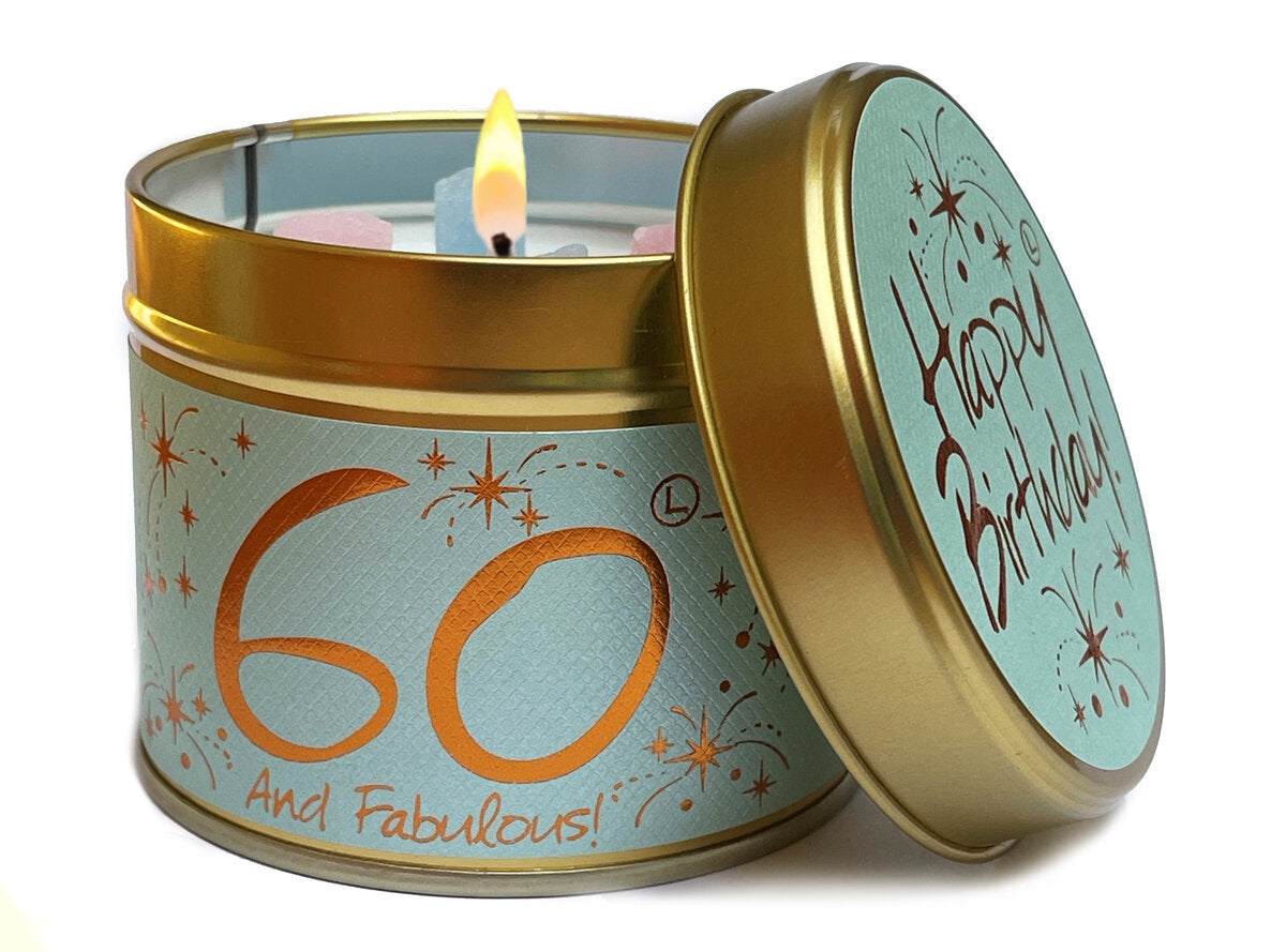 Lily-flame Happy 60th Birthday Candle Tin