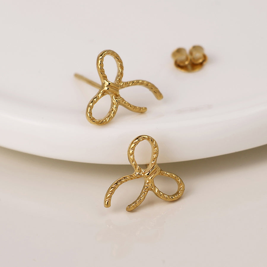 POM Sterling Silver Gold Plated Bow Earrings - More Than Just a Gift | Narborough Hall