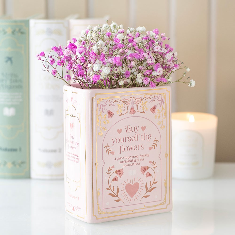 Book Shaped Vase - Buy Yourself The Flowers Pink