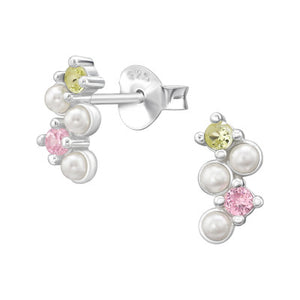 Sterling Silver Colour Crystal & Pearl Stud Earrings - More Than Just a Gift | Narborough Hall