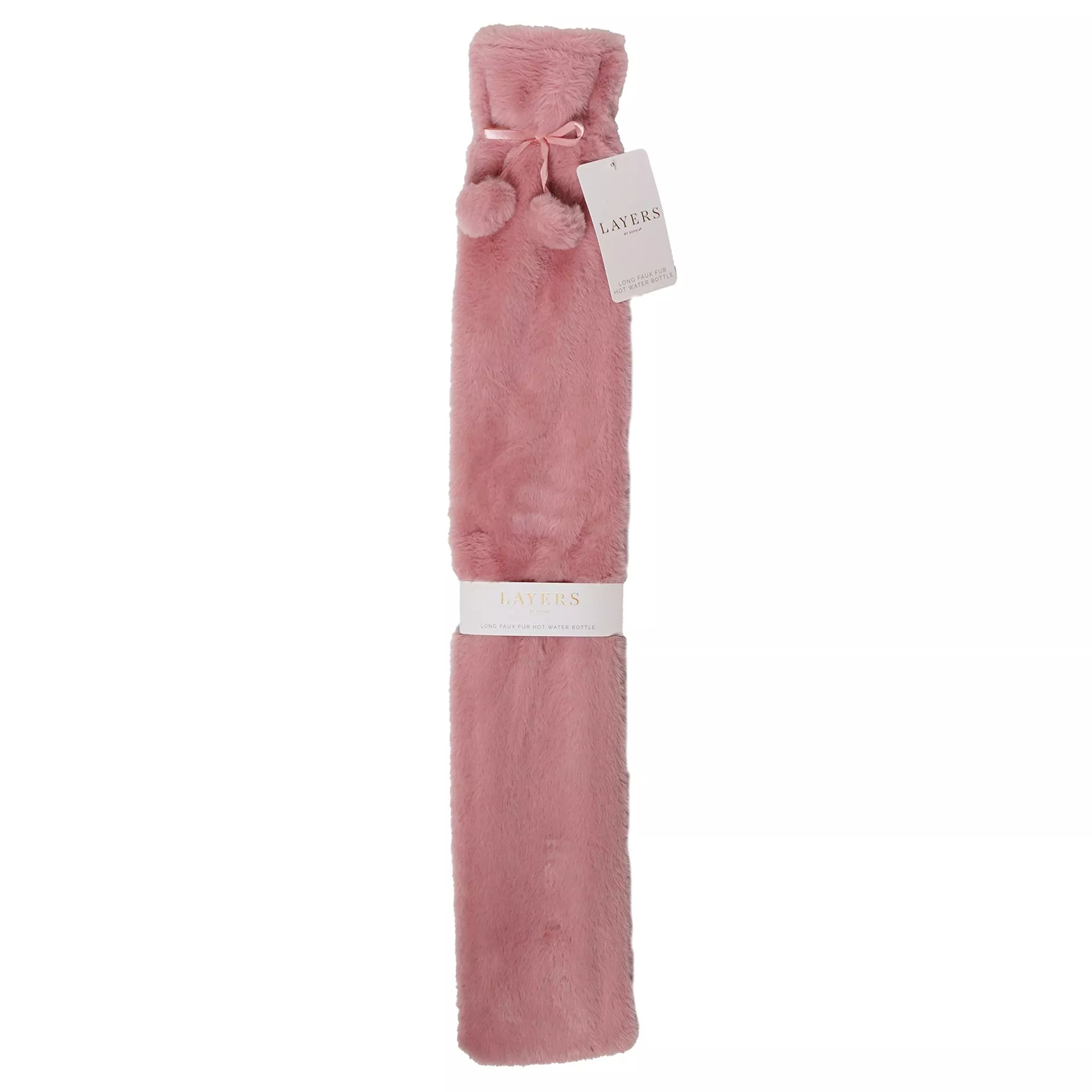 Sophia Layers Soft Faux Fur Long Hot Water Bottle - Pink