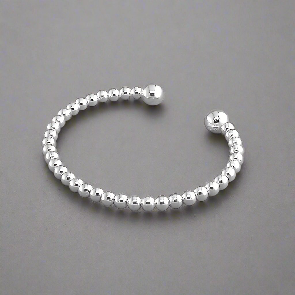 Sterling Silver Beaded Baby Bangle