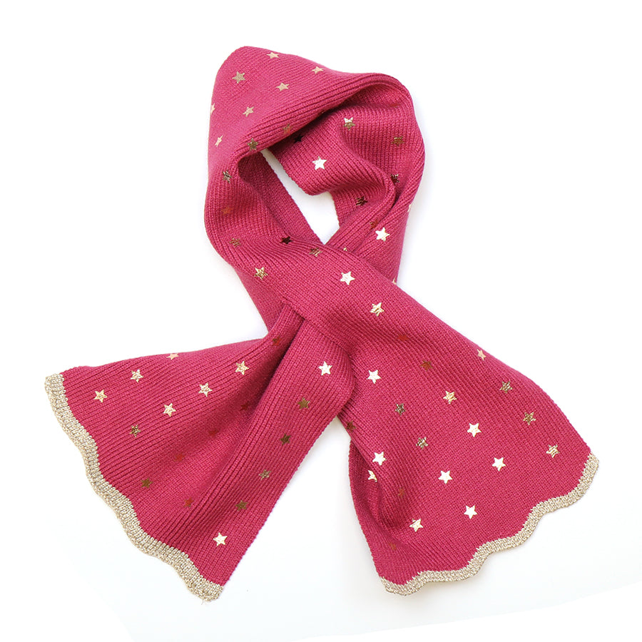 POM Raspberry Red Fine Knit Pull Through Scarf