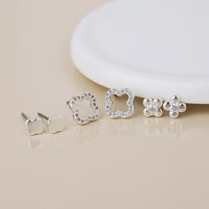 POM Silver Plated Triple Quatrefoil Stud Earring Set - More Than Just a Gift | Narborough Hall