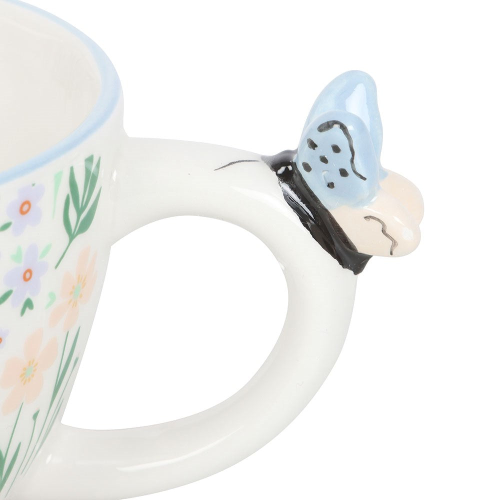 Ditsy Floral Hello Beautiful Mug with Butterfly