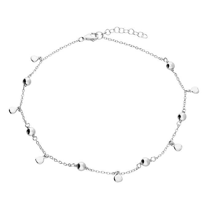 Sterling Silver Ball & Disc Anklet