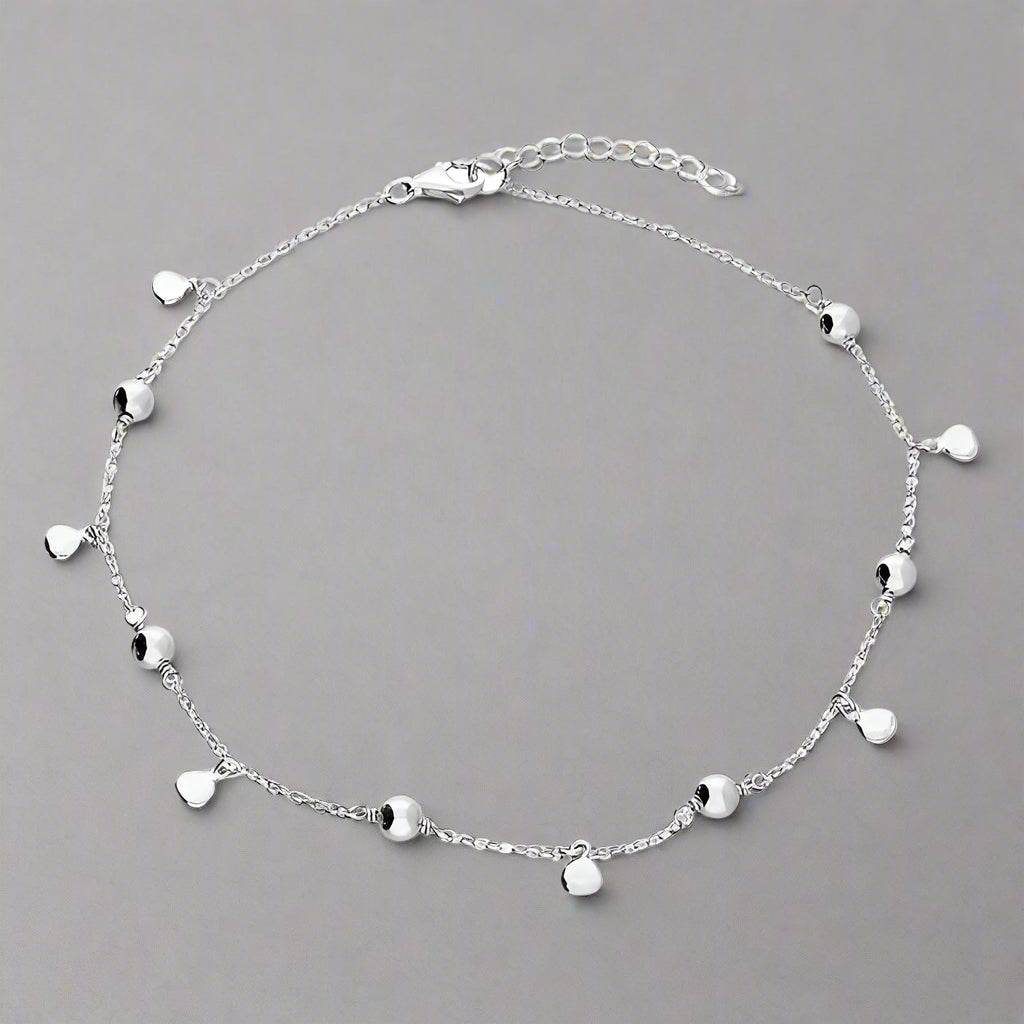Sterling Silver Ball & Disc Anklet