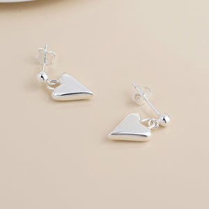 POM Sterling Silver Heart Drop & Bead Earrings - More Than Just a Gift | Narborough Hall