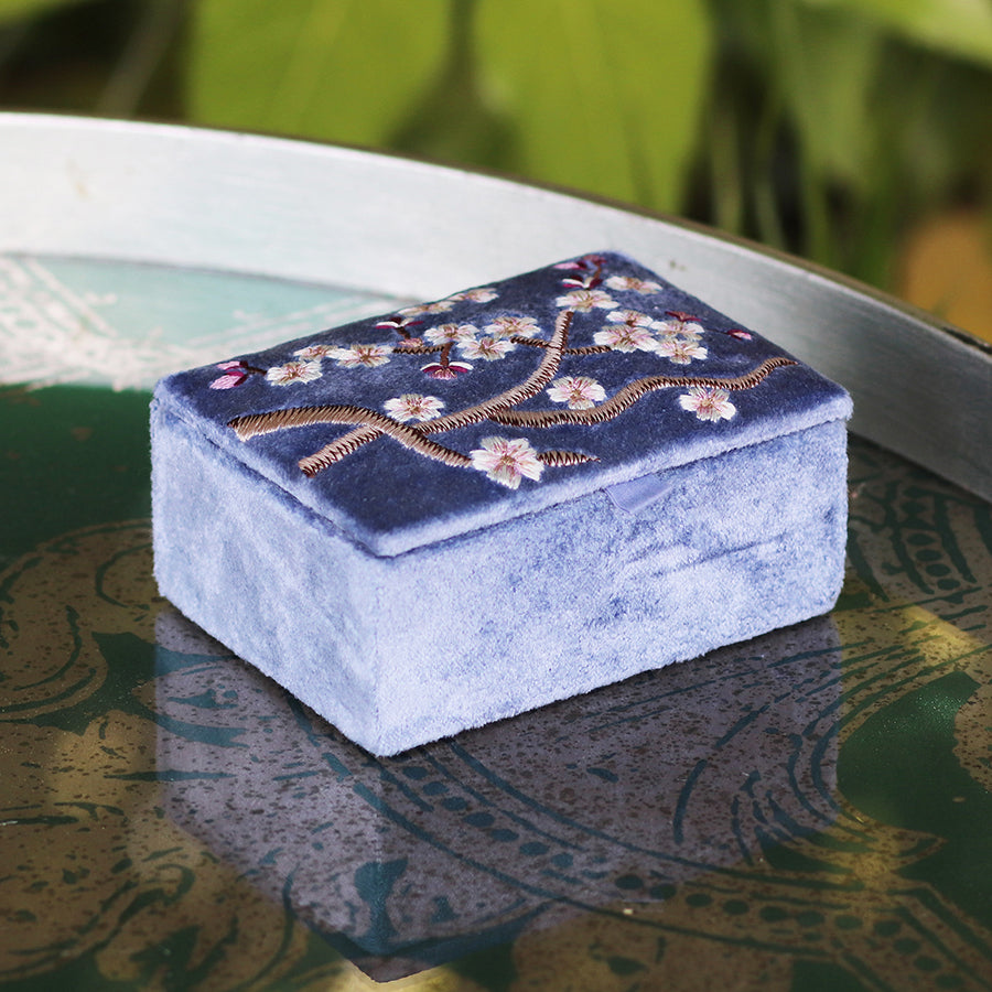 POM Cobalt Blue Sakura Velvet Small Jewellery Box