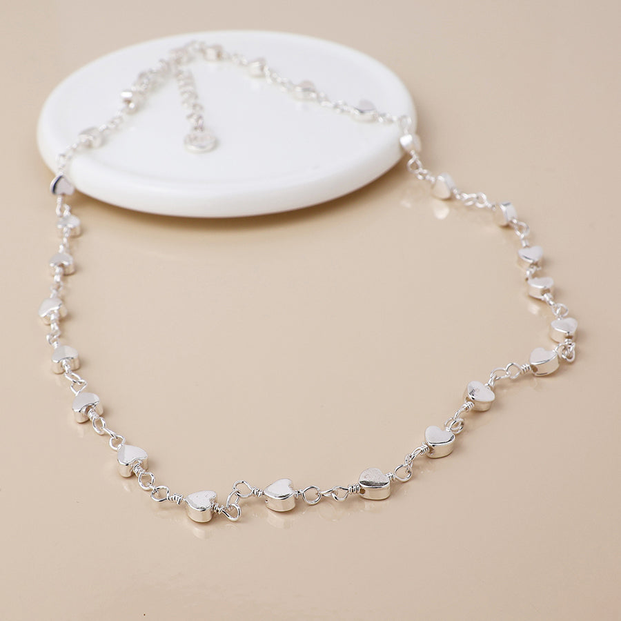 POM Silver Plated Multi Heart Station Necklace - More Than Just a Gift | Narborough Hall
