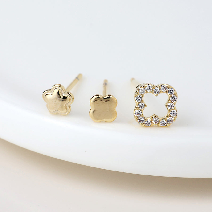 POM Golden Triple Quatrefoil Stud Earring Set - More Than Just a Gift | Narborough Hall