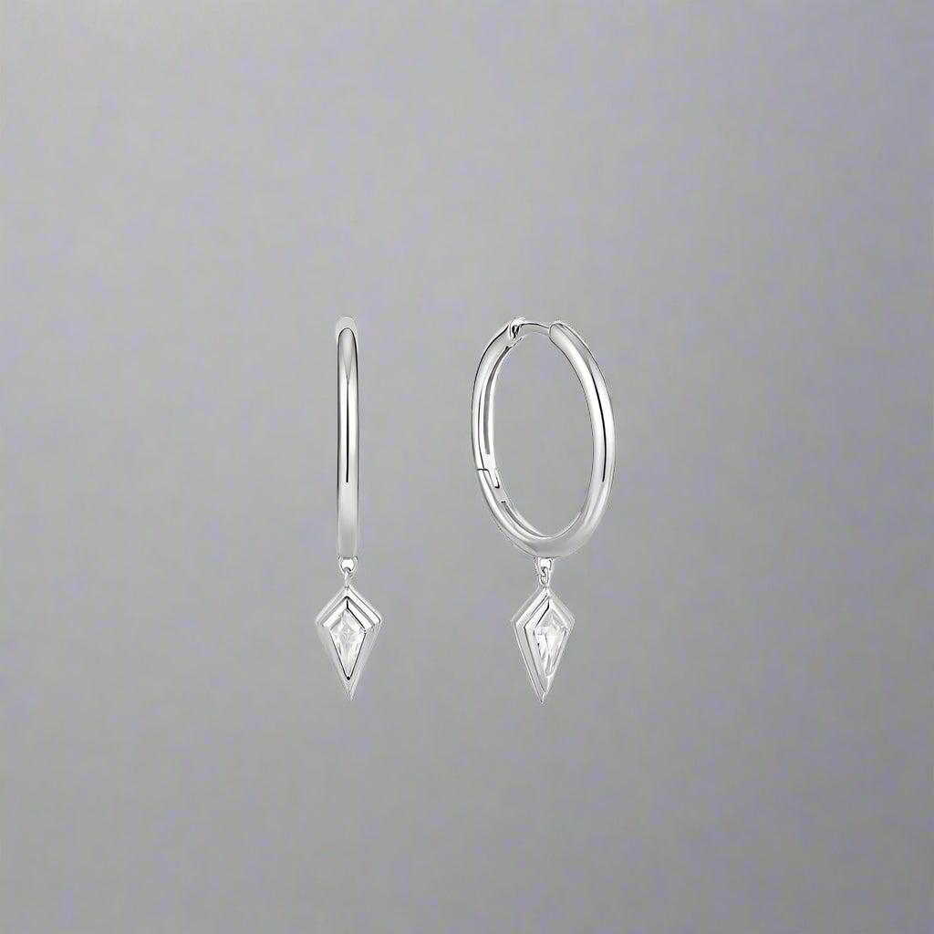 Sterling Silver Sparkle Drop Pendant Hoop Earrings
