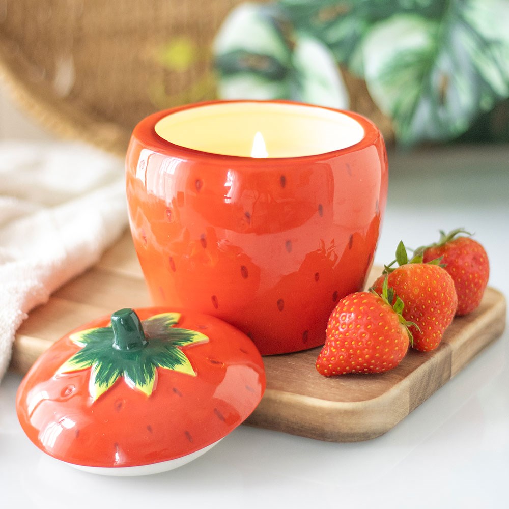 Strawberry Ceramic Candle Jar