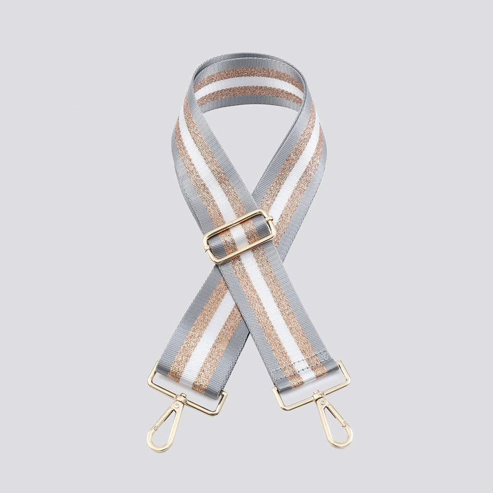 Striped Bag Strap - Light Grey