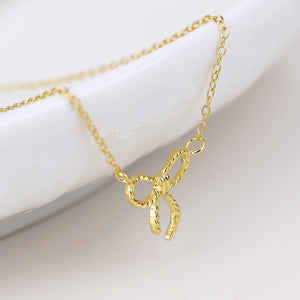 POM Sterling Silver Gold Plated Bow Necklace - More Than Just a Gift | Narborough Hall