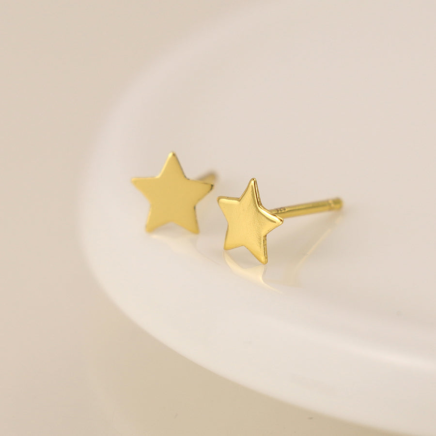 POM Sterling Silver Gold Plated Tiny Star Stud Earrings - More Than Just a Gift | Narborough Hall